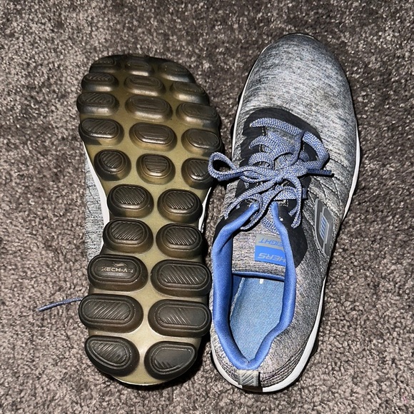Skechers Gray and Blue Athletic Shoes with Mesh Upper - Picture 5 of 6
